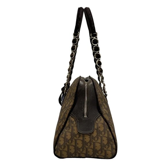 Auth DIOR/ChristianDior Romantique CPF44865 Dark Brown Brown PVC Leather Velour - Picture 3 of 16